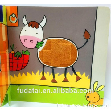 FDT customized lovely baby animal soft touch and feel board book printing